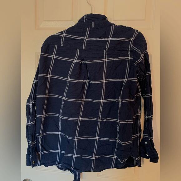 H&M Plaid Blue and White Flannel Button Up - Picture 3 of 4